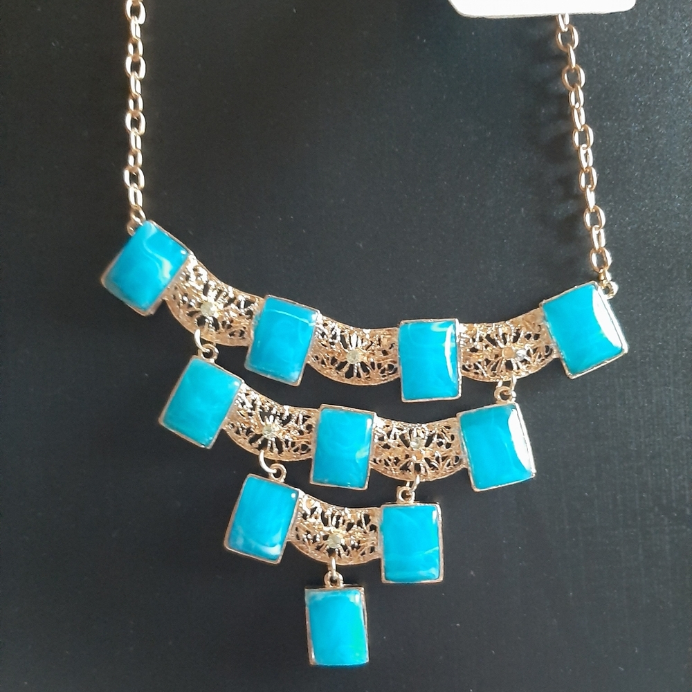 Blue Tier Vintage Fashion Necklace New